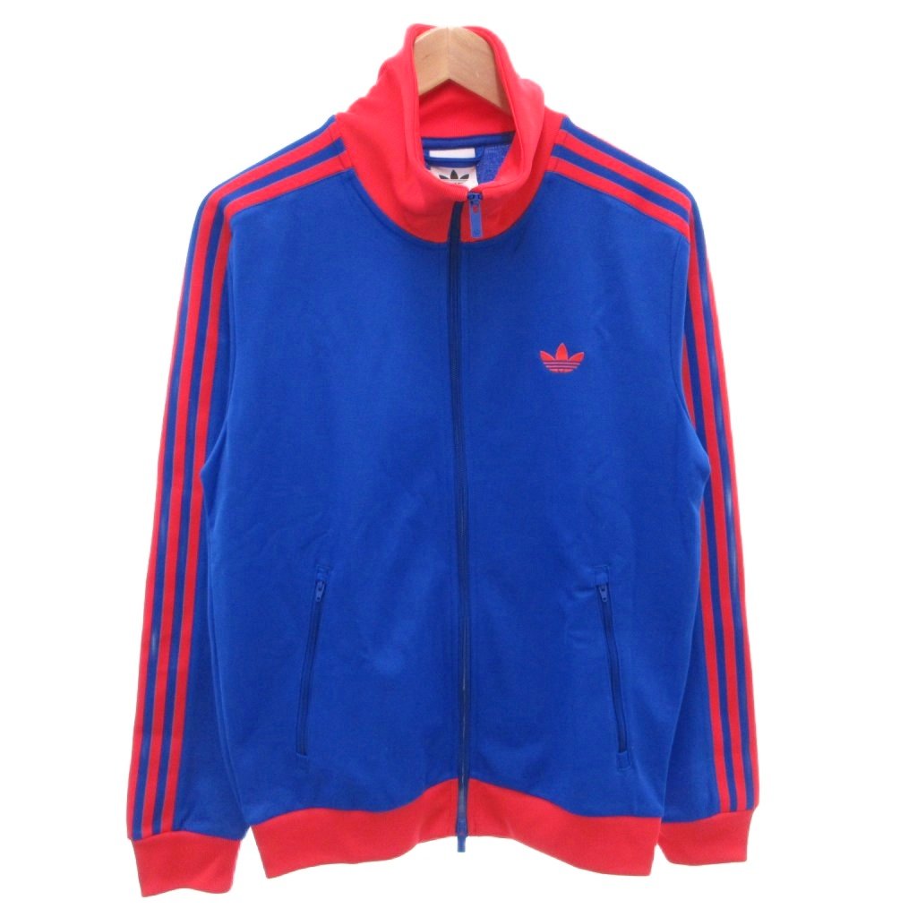 【中古】未当て嵌める品 アディダス adidas 引き舟付き添い人 CLASSIC TRACK TOP 貨物自動車上衣 上衣 トレフォイル M 青 青色 赤 赤いこと KE2412 /FF メンズ 【ベクター 古着】 260508