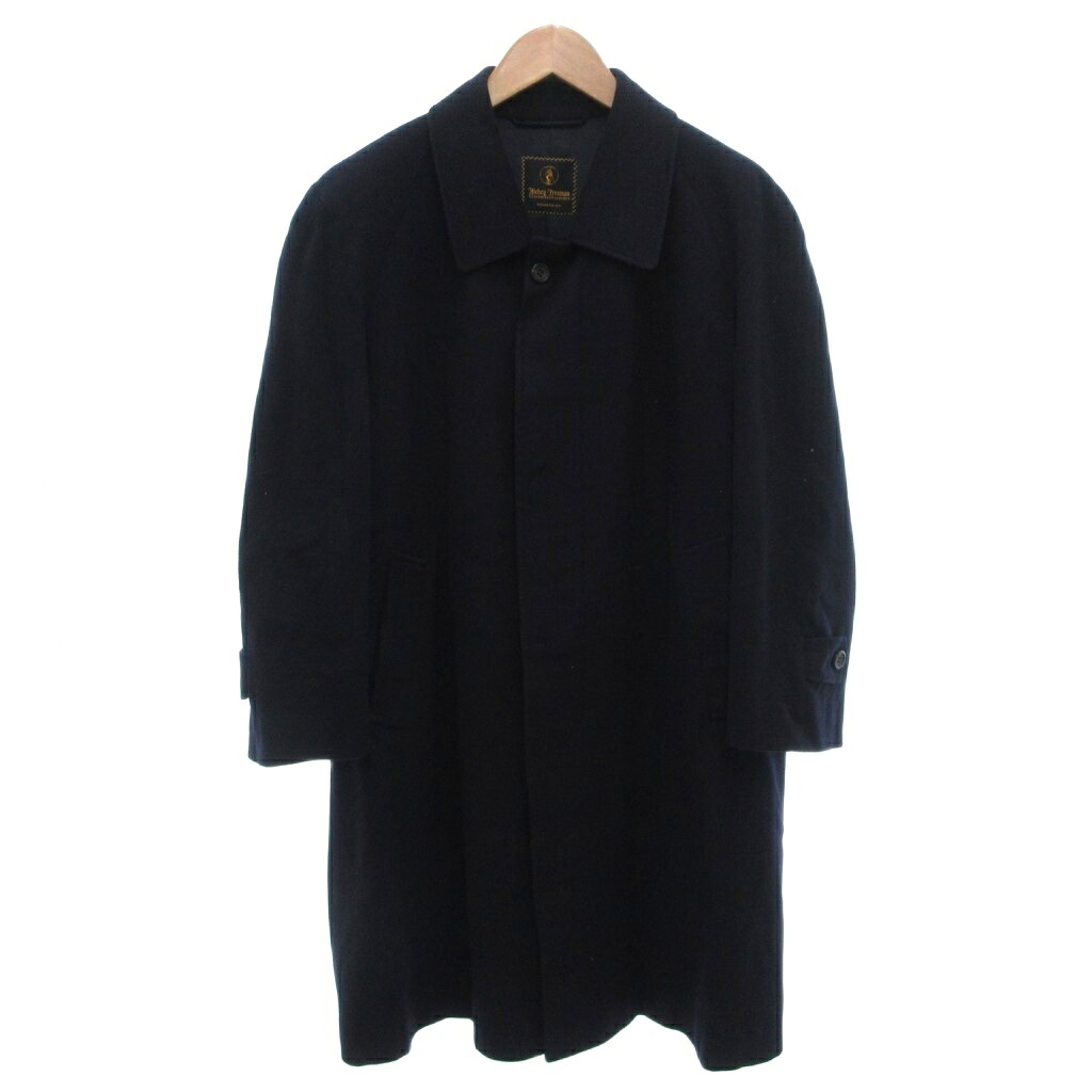 【中古】Hickey Freeman ステンカラー厚地の外套 シングル ロング 比翼 紺 米国海軍 /FF メンズ 【ベクター 古着】 260508