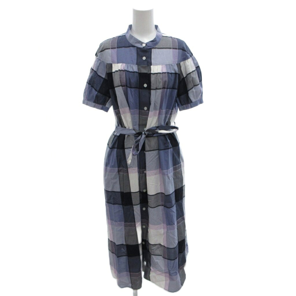 【中古】ブルーレーベルクレストブリッジ BLUE LABEL CRESTBRIDGE 衣装 半袖 照合のしるし ロング 38 青 青み /FF レディース 【ベクター 古着】 260508