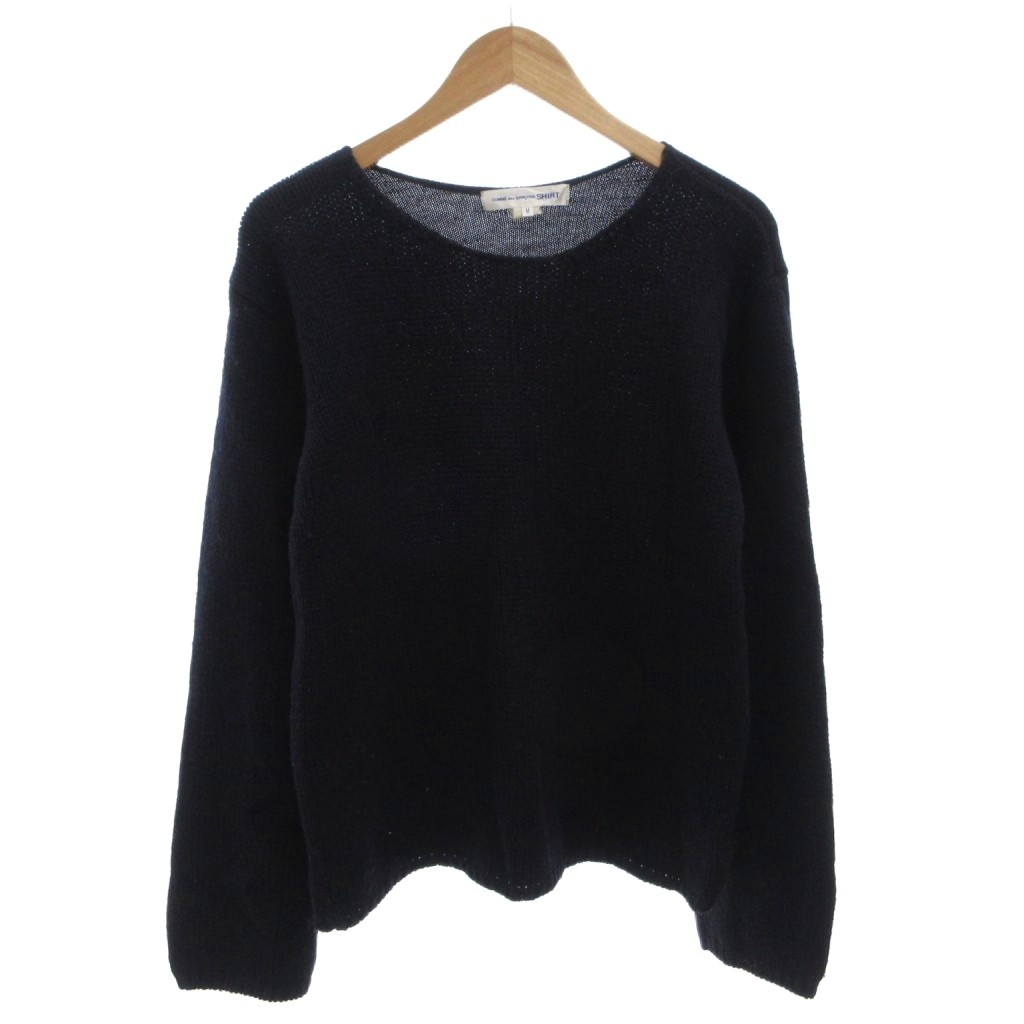 【中古】コムデギャルソンシャツ COMME des GARCONS SHIRT 編み物 プルオーバー 長袖 羊毛 ラウンドのど首 M 紺 米国海軍 W25511 /FF メンズ 【ベクター 古着】 260514