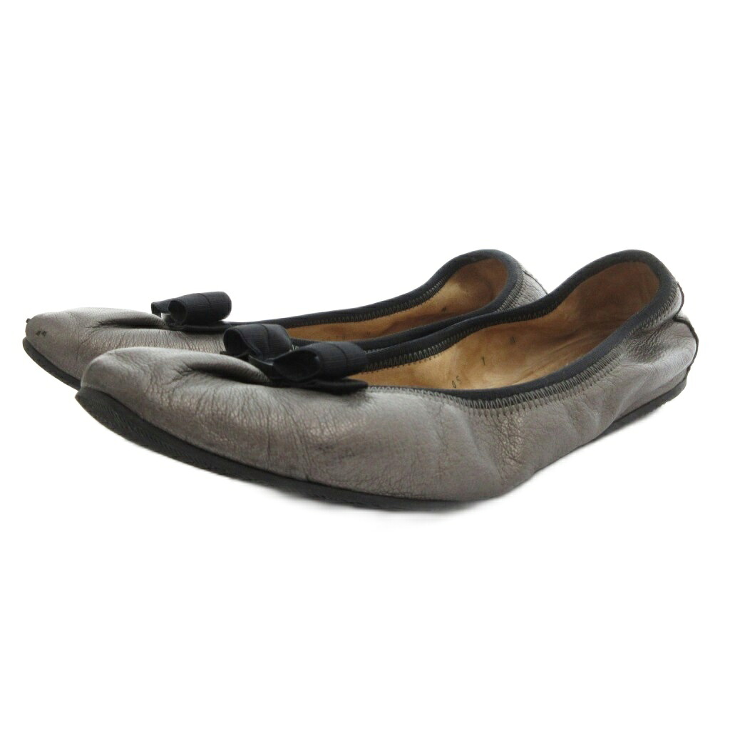 【中古】サルヴァトーレフェラガモ Salvatore Ferragamo ヴァラリボン バレーシューズ 坦々たる 7 薄墨色 黒 黒いこと /GV レディース 【ベクター 古着】 260524