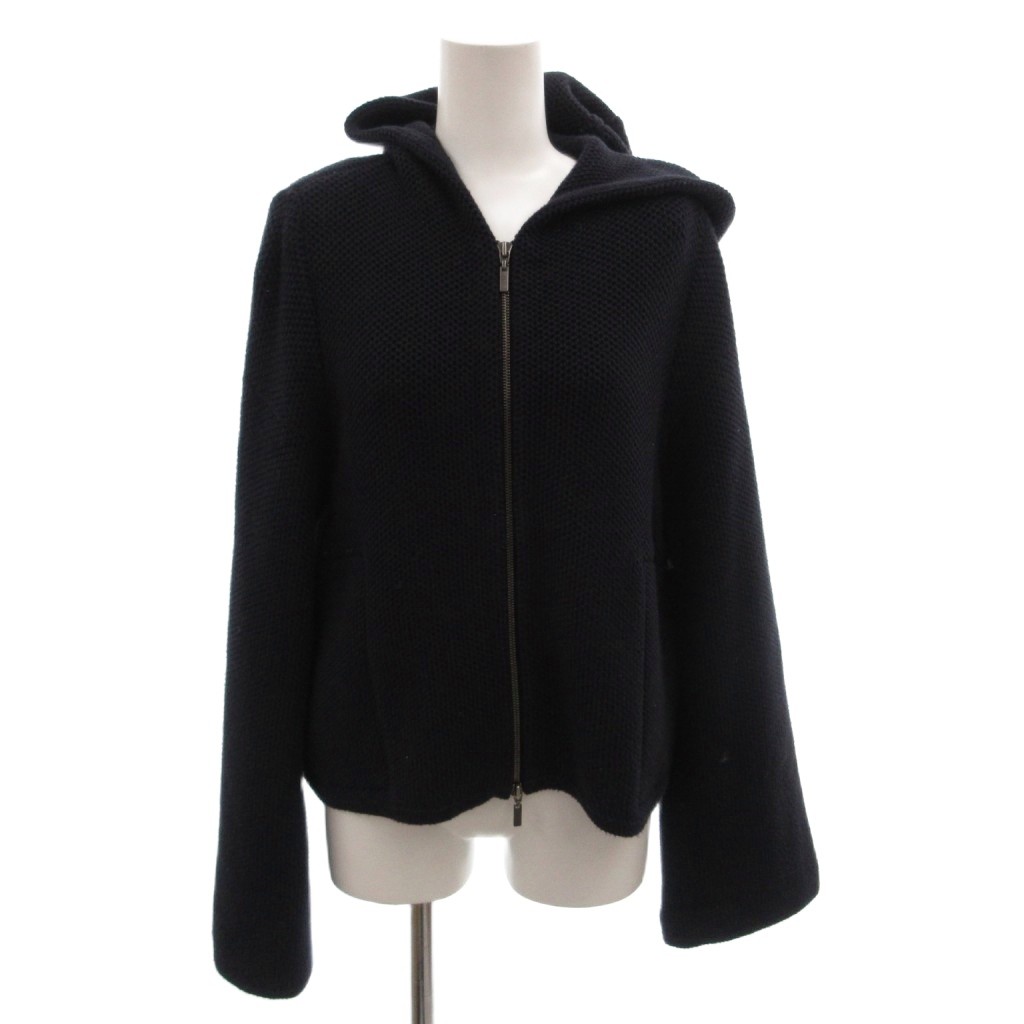 【中古】フォクシー FOXEY Angel Parka ジップアップパーカー 編み物 ボンネット 綿織物 長袖 紺 米国海軍 40518 /FF レディース 【ベクター 古着】 260522