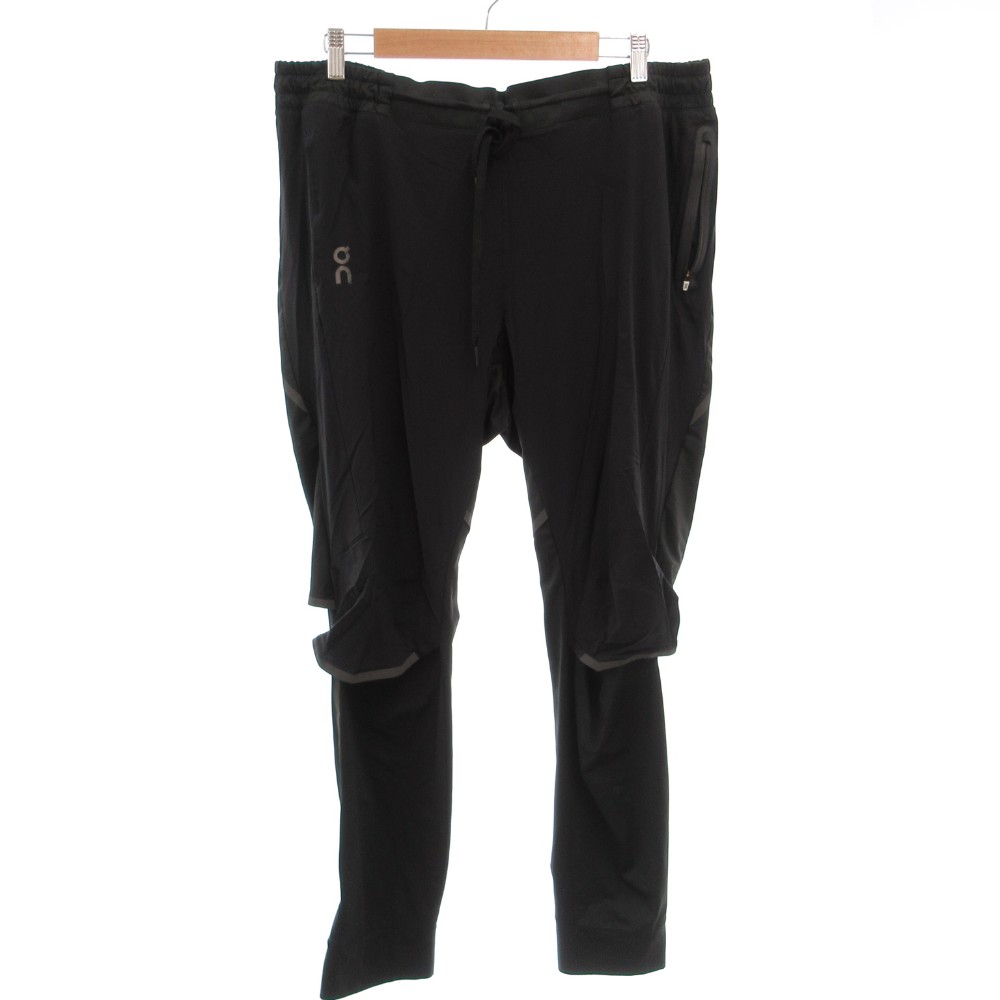 【中古】オン ON Running Pants イージーパンツ ロゴタイプ ナイロン テーパード XXL 黒 黒いこと /FF メンズ 【ベクター 古着】 260528