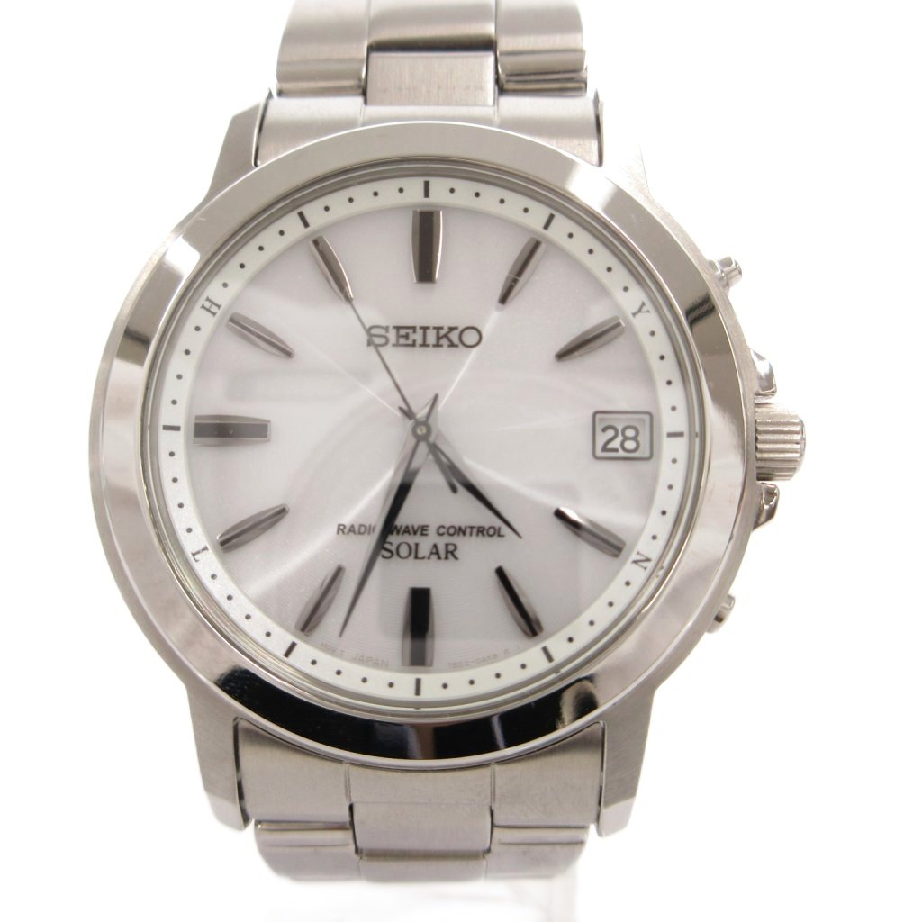 【中古】セイコー SEIKO SELECTION ウオッチ ご覧なさる アナログ デイト 電磁波ソーラー 文字記号盤白いこと しろがね色色つや SBTM167 /FF メンズ 【ベクター 古着】 260605