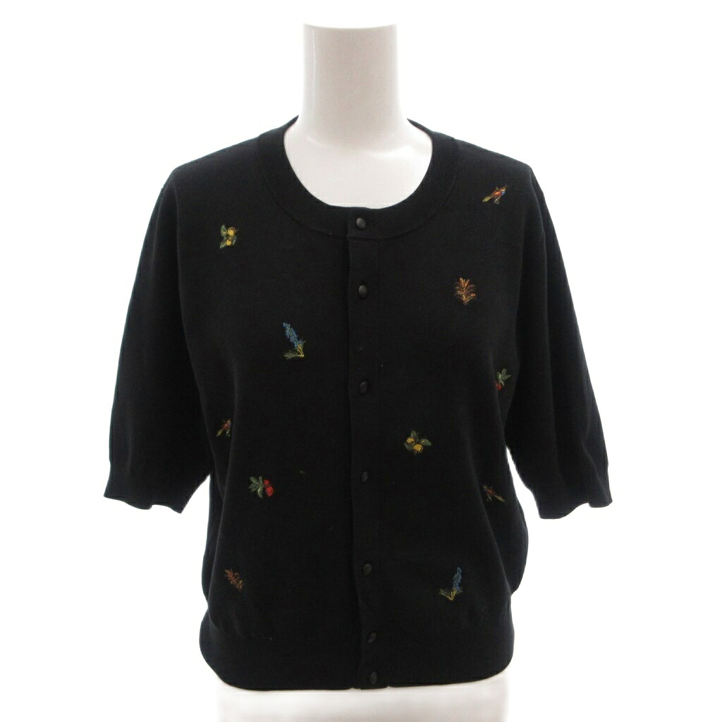 【中古】キャバン CABaN 24SS コットンストレッチ エンブロイダリーカーディガン ニット 刺繍 半袖 F 黒 ブラック /FF レディース 【ベクトル 古着】 260606｜ブランド古着の買取販売ベクトル