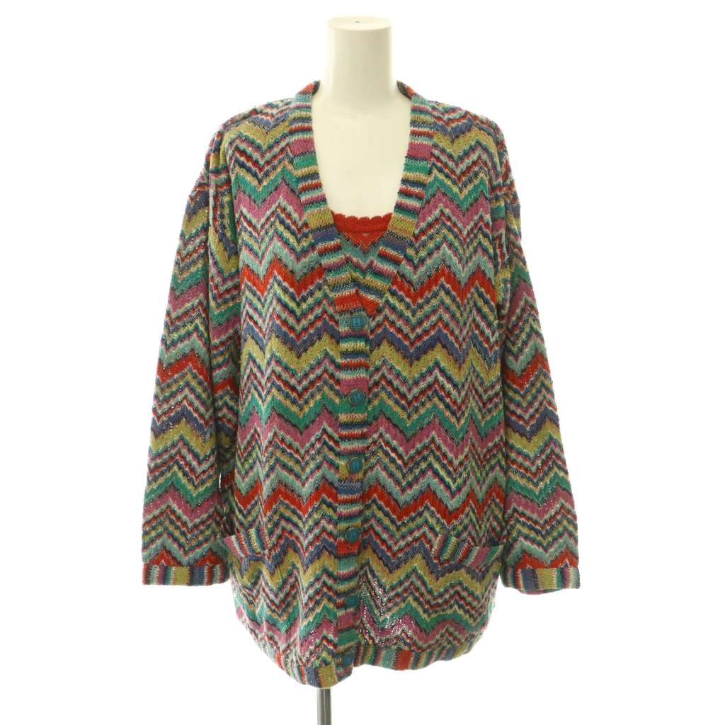 【中古】ミッソーニ MISSONI ジャケット カットソー ノースリーブ ノーカラー ジグザグ柄 S マルチカラー /CX レディース 【ベクトル 古着】 260713｜ブランド古着の買取販売ベクトル