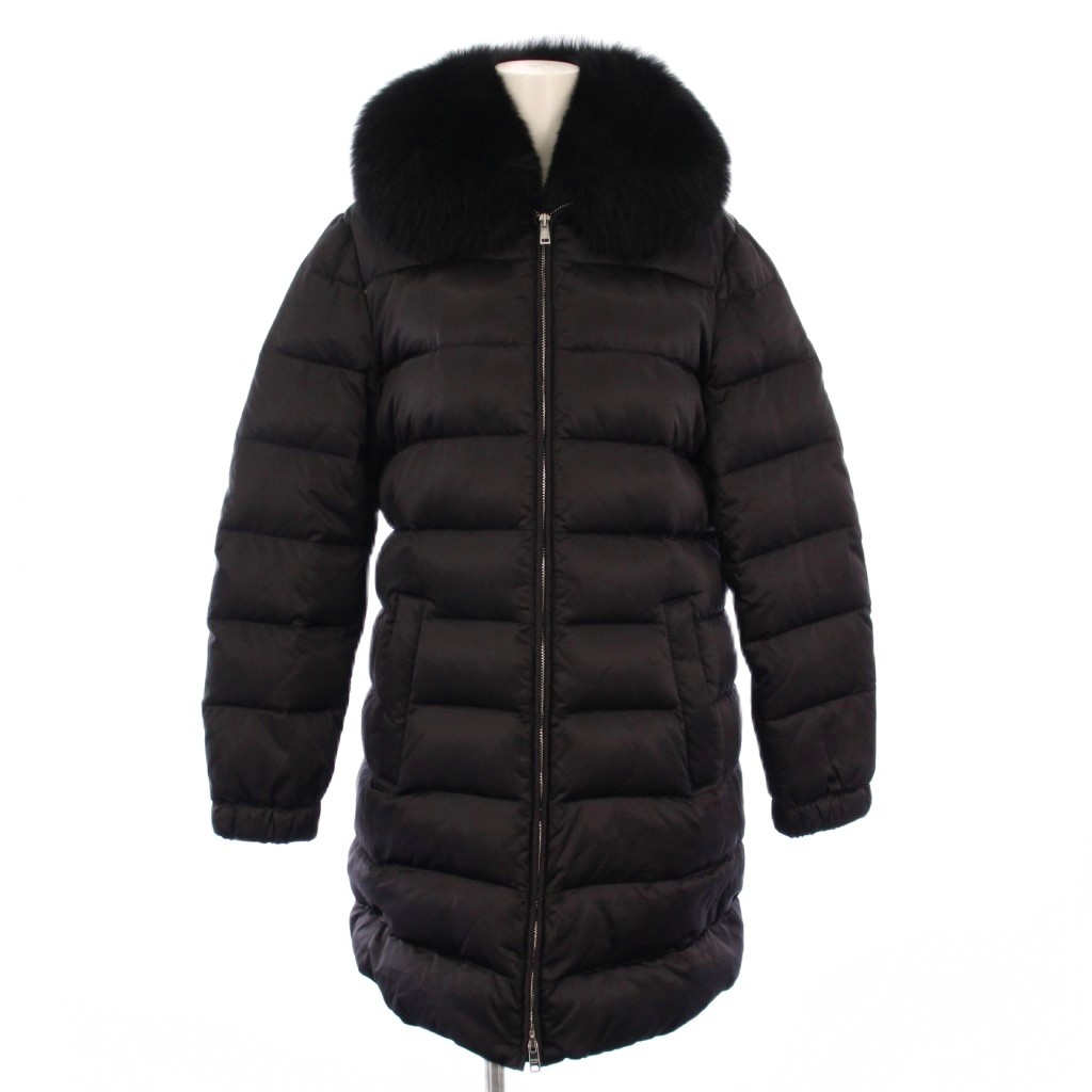 【中古】プラダ PRADA ダウンコート アウター ミドル丈 フォックスファー フーディ 42 黒 28G062 R152 R0K レディース 【ベクトル 古着】 251217｜ブランド古着の買取販売ベクトル