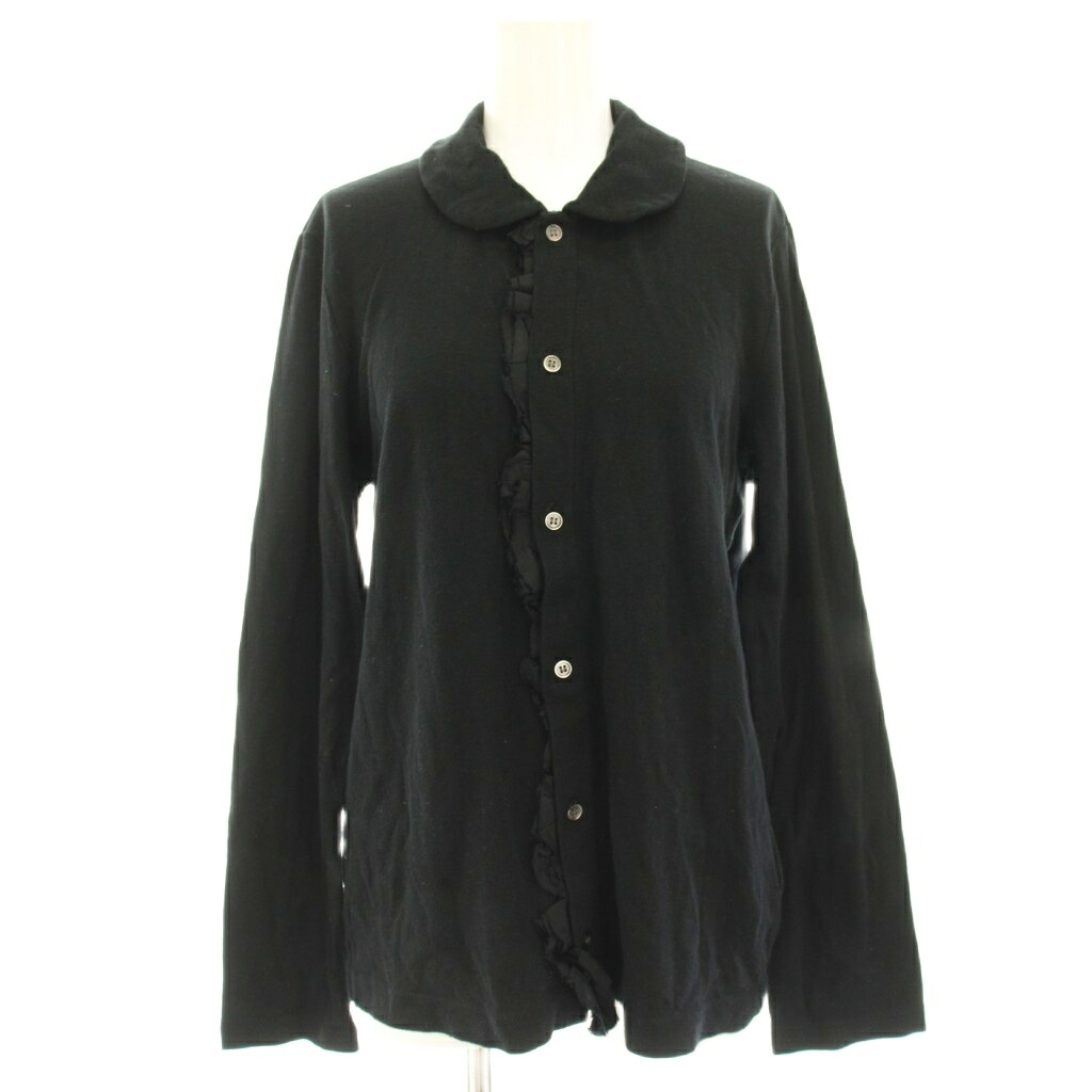 【中古】トリココムデギャルソン tricot COMME des GARCONS AD2017 シャツ ブラウス ラウンドカラー フリル 長袖 麻 リネン混 M 黒 ブラック TA-T011 /HN レディース 【ベクトル 古着】 260204