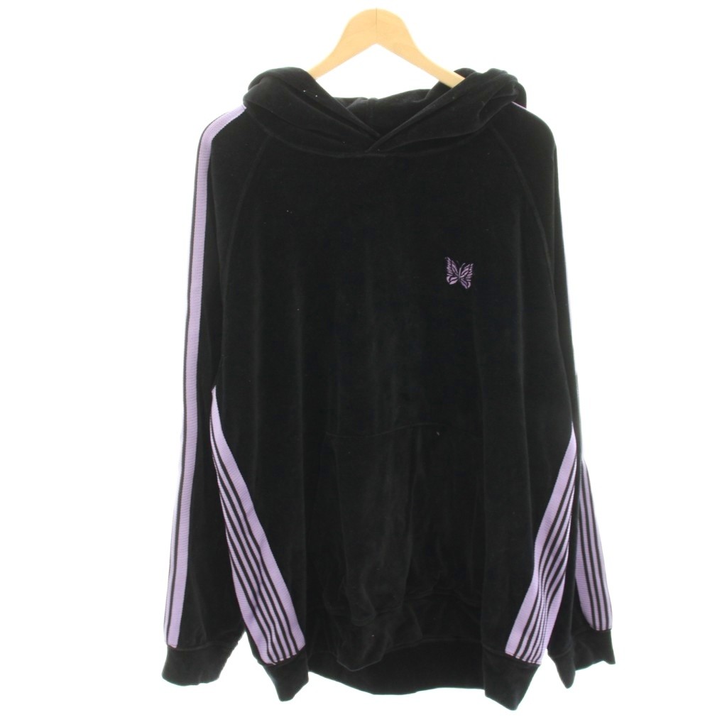 【中古】ニードルス ニードルズ Needles Track Hoody パーカー プルオーバー ベロア サイドライン 長袖 XL 黒 ブラック KP226 /HN メンズ 【ベクトル 古着】 260202