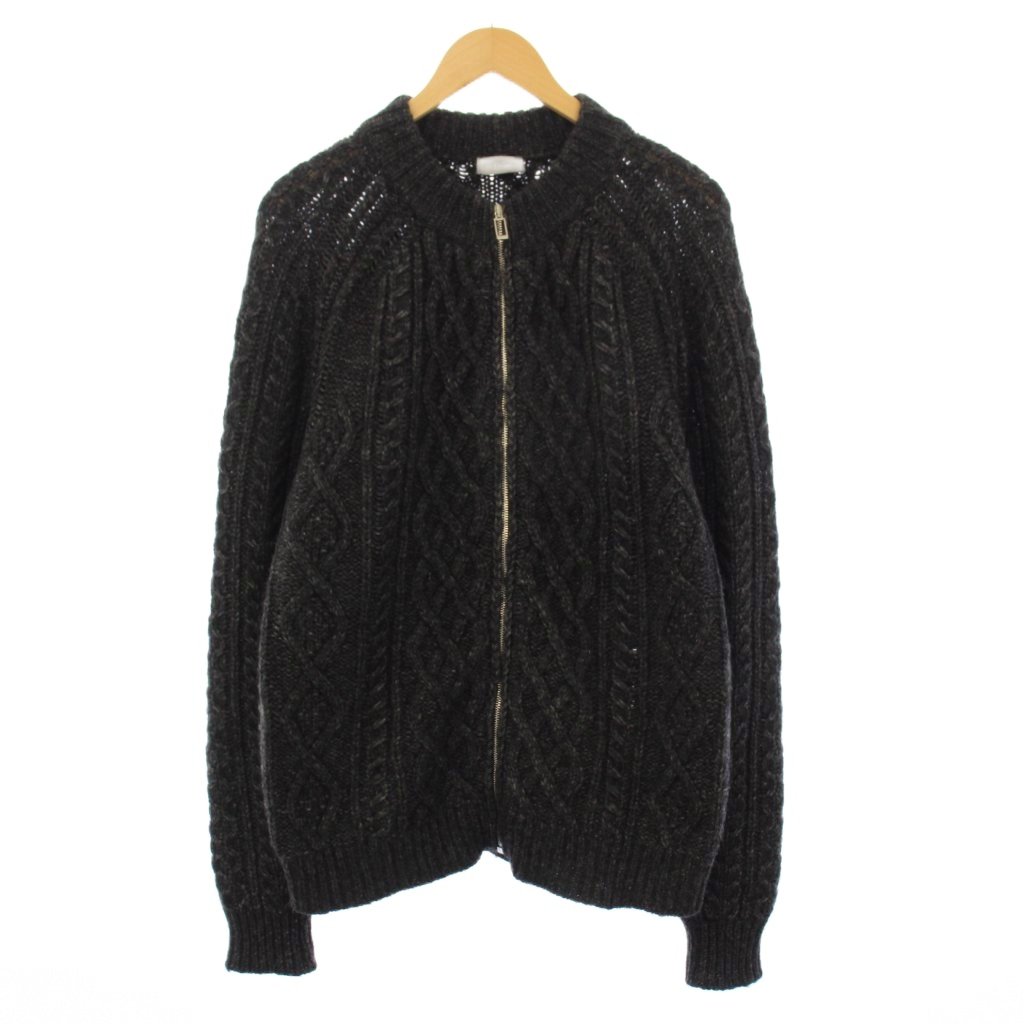 【中古】ディオールオム Dior HOMME 毛糸 ドライバーズ 編み物ジレー 長袖 ジップアップ M 薄墨色 333M283AT810 /KH メンズ 【ベクター 古着】 260213