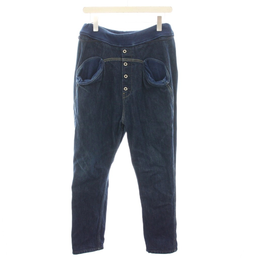 【中古】キャピタル kapital 120z サルエルヌーベルパンツ デニムパンツ ジーンズ イージーパンツ ウエストゴム 紺 ネイビー EK-595 /YT レディース 【ベクトル 古着】 260217