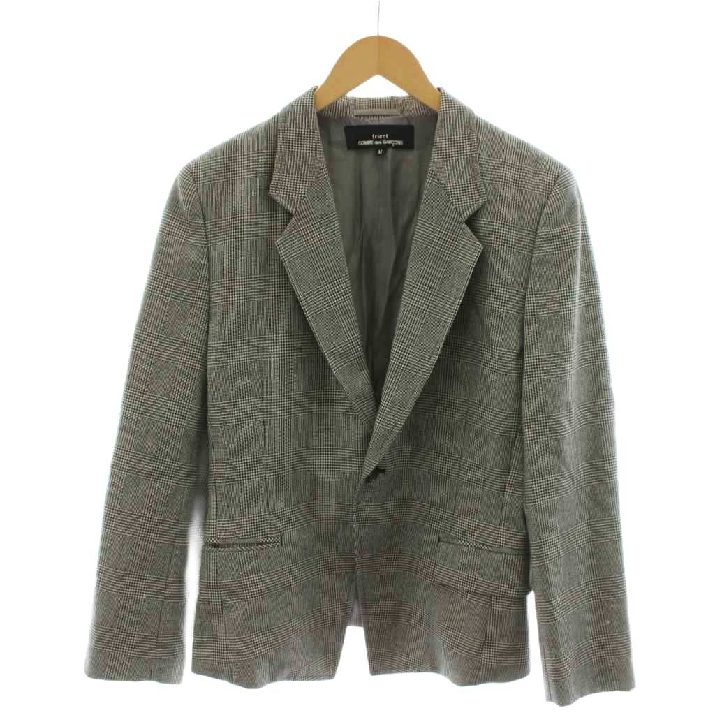 【中古】トリココムデギャルソン tricot COMME des GARCONS テーラードジャケット ブレザー ウール M 黒 ブラック チェック柄 シングルブレスト /RR メンズ 【ベクトル 古着】 260306
