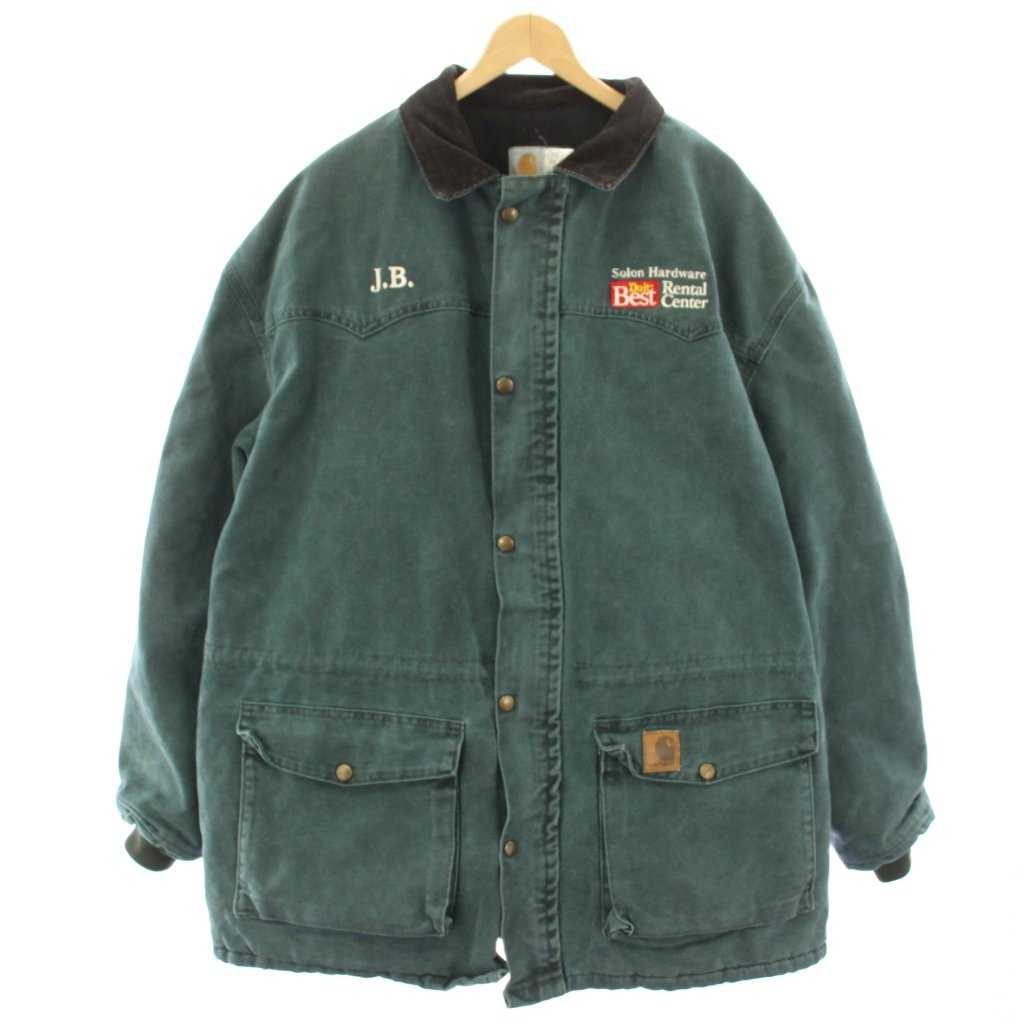 【中古】カーハート carhartt ヴィンテージ 88年製 80S ランチコート 企業ロゴ ジャケット ブルゾン 2XL 緑 グリーン 008HTG /HN メンズ 【ベクトル 古着】 260318
