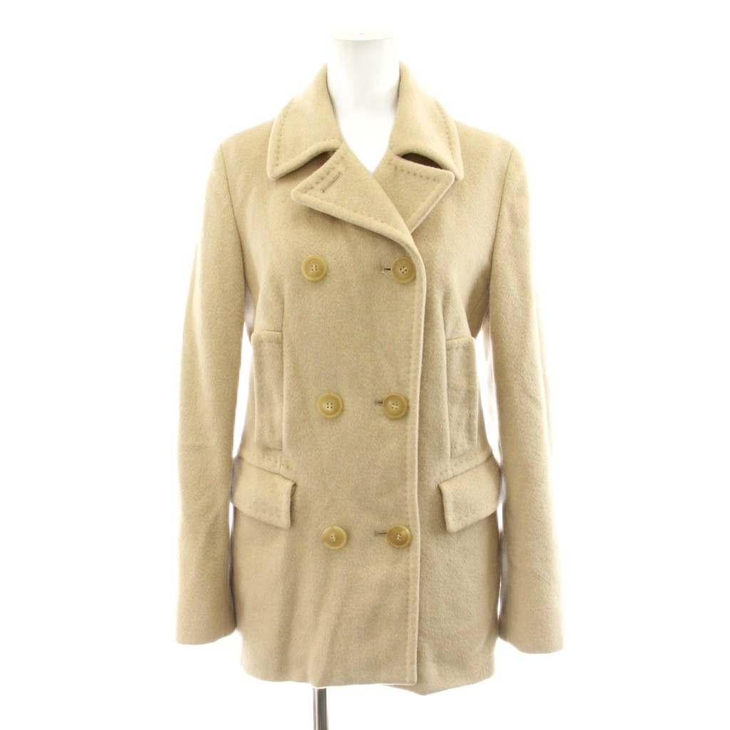 【中古】マックスマーラ MAX MARA 白タグ ショートダブルコート ピーコート キャメル 38 ベージュ /KU レディース 【ベクトル 古着】 260609｜ブランド古着の買取販売ベクトル