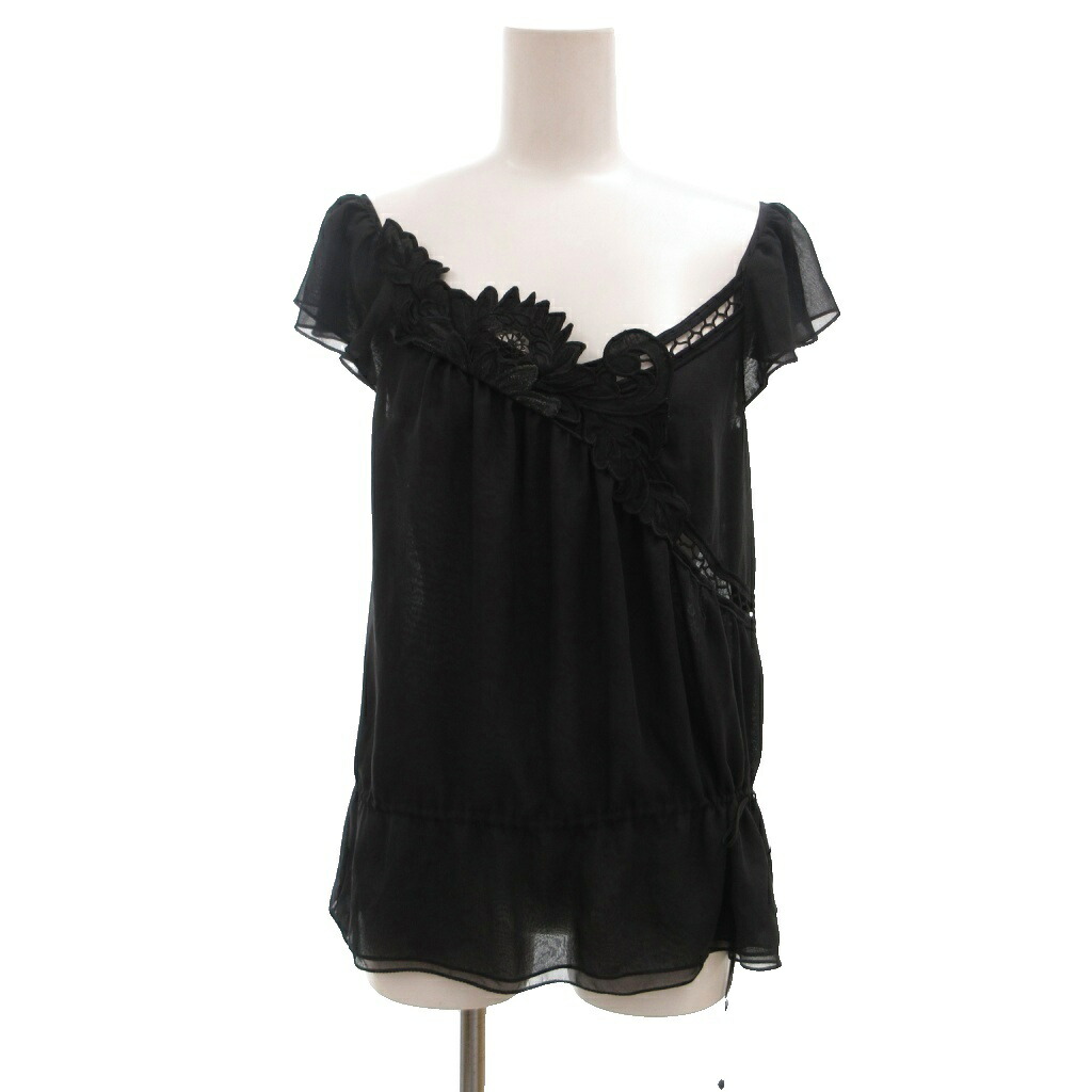 【中古】ヴィヴィアンタム VIVIENNE TAM ブラウス カットソー 0 黒 ブラック 半袖 オフショルダー レース装飾 /KR ■GY06 レディース 【ベクトル 古着】 260209