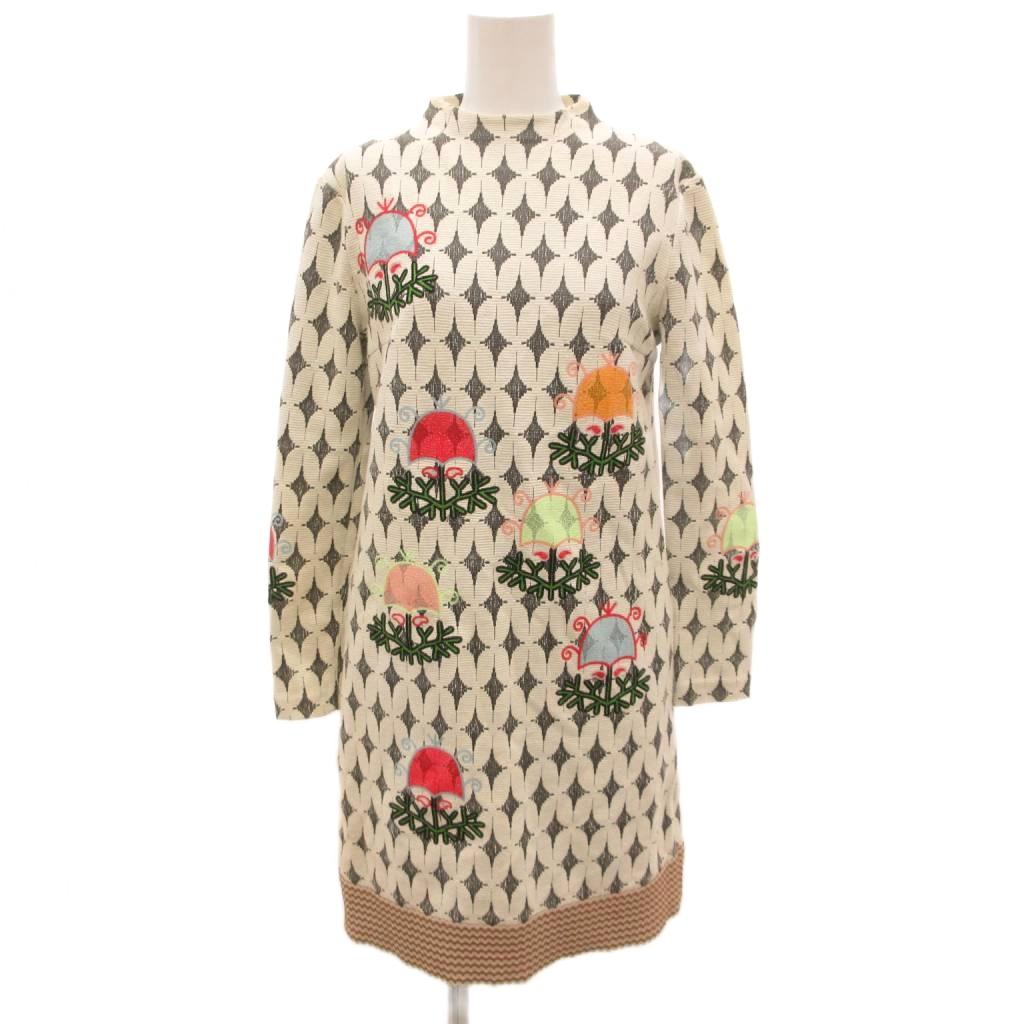 【中古】ヴィヴィアンタム VIVIENNE TAM ワンピース O ひざ丈 花がら 長袖 刺繍 白 ホワイト /JS ■GY06 レディース 【ベクトル 古着】 260228