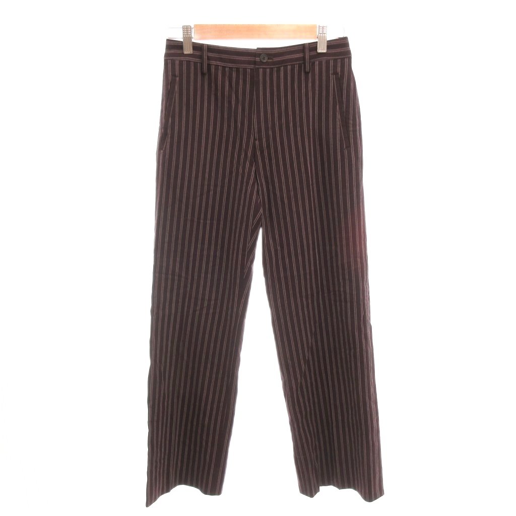 【中古】イッセイミヤケ ISSEY MIYAKE パンツ スラックス ウール ストライプ柄 センタープレス 1 エンジ ダークブラウン /YJ ■GY06 メンズ 【ベクトル 古着】 260214