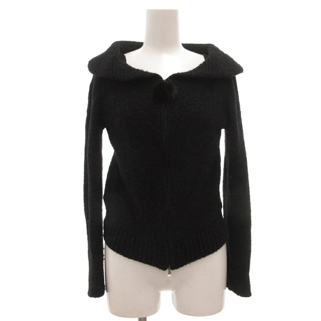 【中古】ルネ Rene 編み物 ジレー 34 アルパカ 羊毛 ダブルジップ 黒 黒いこと /ML ■GY06 レディース 【ベクター 古着】 260227