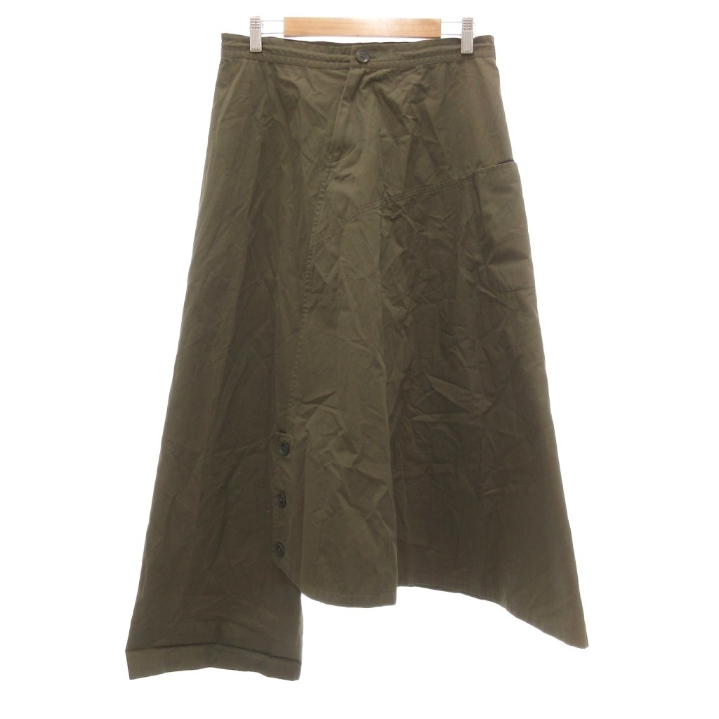 【中古】ワイズ Y's Born Product ヨウジヤマモト 変形スカートパンツ アシンメトリー コットンツイル 2 カーキ系 /UO ■GY06 レディース 【ベクトル 古着】 260207