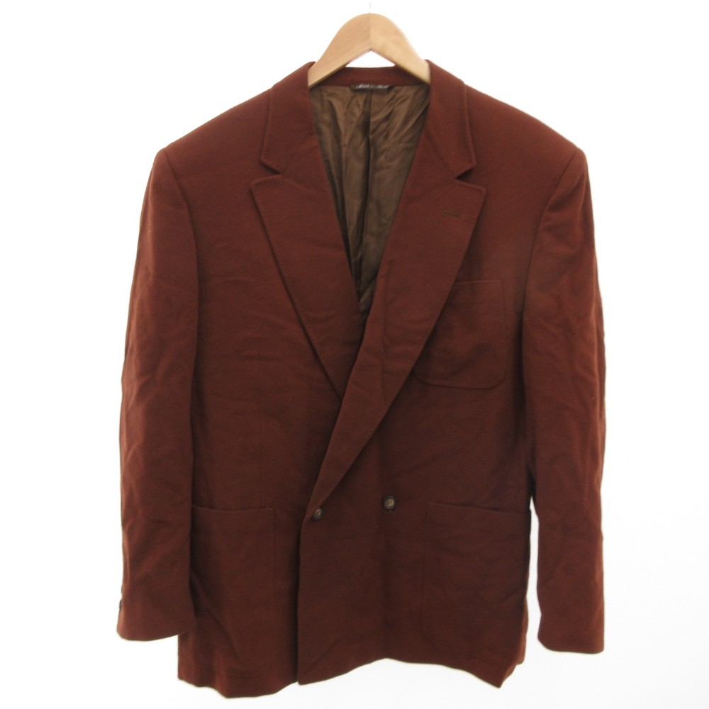 【中古】ランバン LANVIN テーラードジャケット カシミヤ混 ダブルボタン 48 赤茶 ブラウン /JS ■GY06 メンズ 【ベクトル 古着】 260216