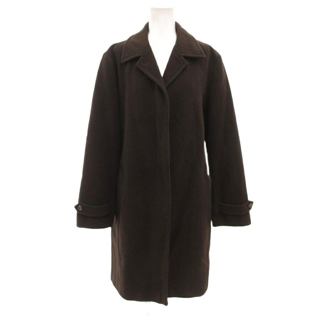 【中古】ヴァレンティノ ヴァレンチノ VALENTINO ステンカラーコート ロング メルトン 比翼 11 茶 ブラウン /JS ■GY06 レディース 【ベクトル 古着】 260216