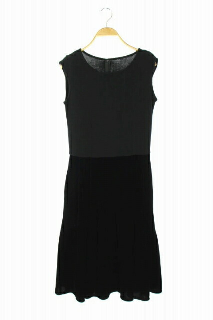 消費税無し 中古 ルネ Rene ベクトルプレミアム店 1914 古着 ベクトル レディース Os 黒 36 ラウンドネック ベロア 切替 膝丈 フレア ノースリーブ ニット ワンピース 170 Www Cuberoot Co