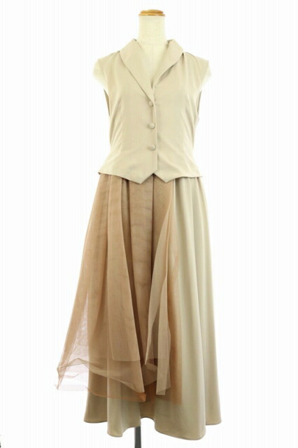21高い素材 Docking Tulle 18ss Vintage Ameri 中古 アメリヴィンテージ Dress 古着 ベクトル レディース Os Kn ベージュ ノースリーブ フレア チュール切替 ロング ワンピース 170 Qbdworks Com