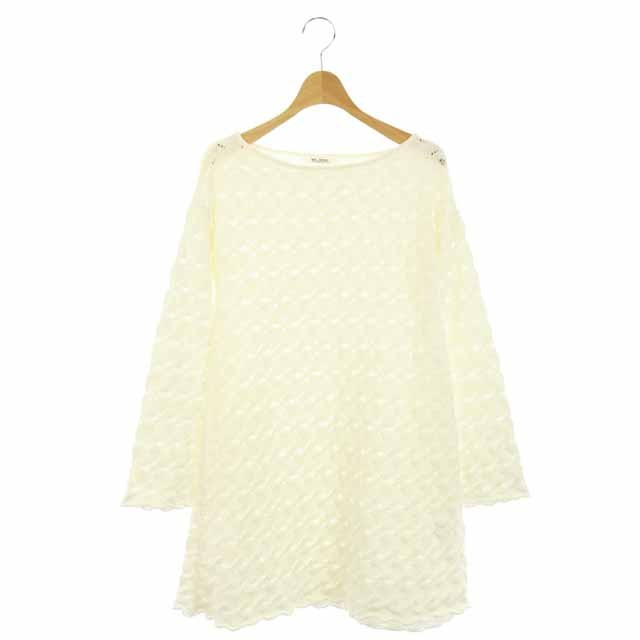 中古 ワランス Wa Lance ドゥーズィエムクラス Deuxieme Classe Knit Aライン ワンピース 長袖 フレアスリーブ ミニ ボートネック 白 ホワイト Os レディース ベクトル 古着 Psicologosancora Es