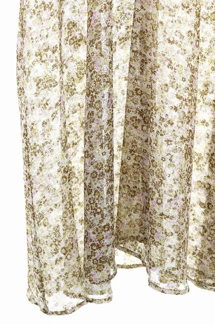 中古 セルフォード Celford ss 花柄 半袖 ロングワンピース ロング 半袖 パフスリーブ Vネック フレア 36 茶 紫 白 ブラウン ラベンダー ホワイト Es Os レディース ベクトル 古着 Vmaphotographystudios Com