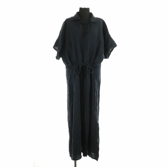 中古 ドゥボキエリックベルジェール Dou Bochi Eric Bergere Demi Luxe Beams 取扱 Albaron リネンワンピース ロング マキシ M 紺 ネイビー Mf Os レディース ベクトル 古着 Ice Org Br