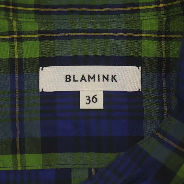 ブラミンク BLAMINK チェックワンピース □OS 36 ブルー ロング