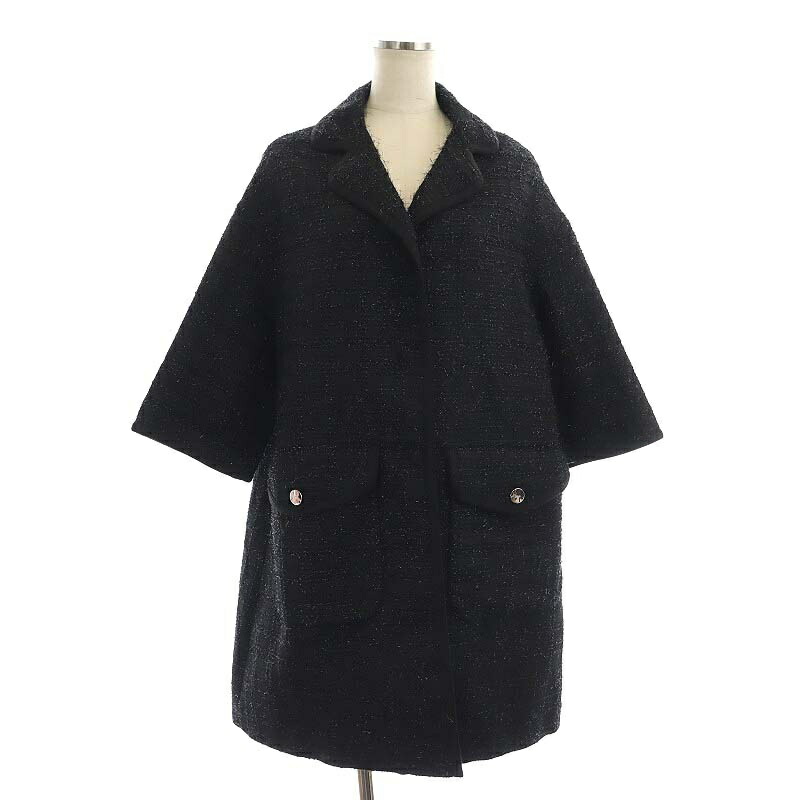 【中古】未当て嵌める品 地獄ノ HERNO ツィード厚地の外套 チェスター 38 XS 黒 黒いこと /SY ■os レディース 【ベクター 古着】 240108
