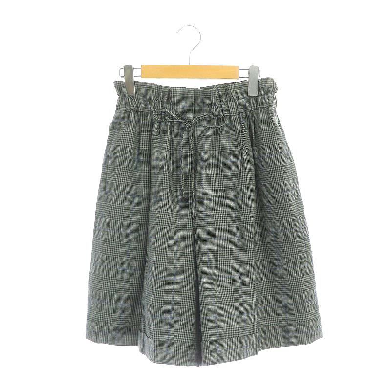 【中古】未使用品 エブール ebure 23SS ドライチェックドロストショートパンツ イージー リネン シルク混 38 ライトグリーン /HS ■OS レディース 【ベクトル 古着】 231226