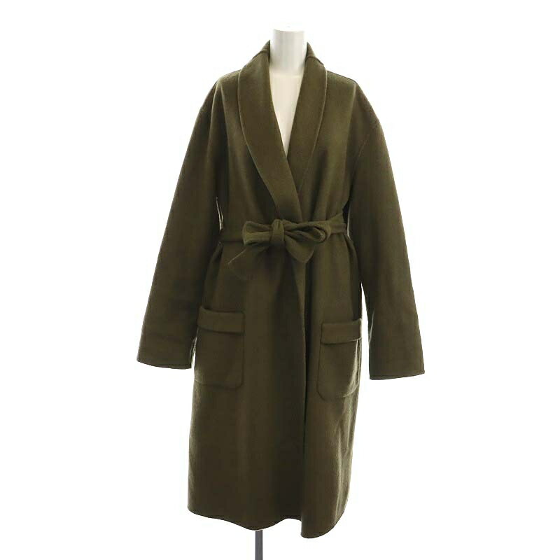 【中古】シーズンズ SEASONS アパルトモン取扱い CHESTER COAT チェスターコート ガウンコート アウター ウール ロング S カーキ /HS ■OS レディース 【ベクトル 古着】 240104