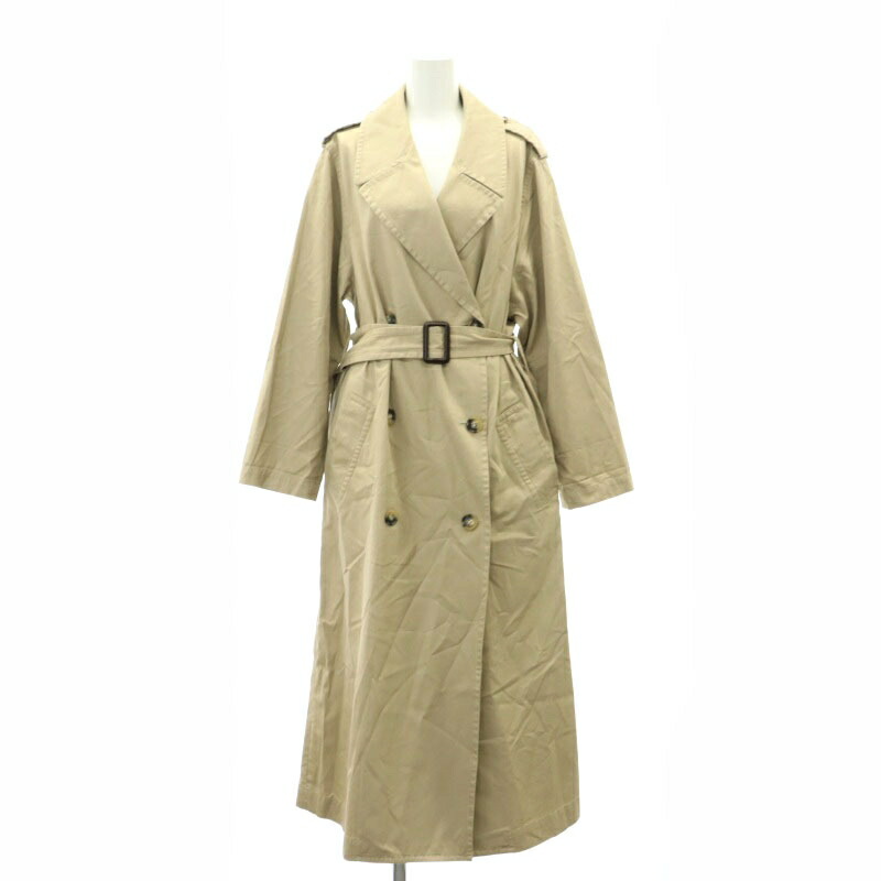 【中古】リジエールアパルトモン Lisiere L'Appartement Oversize Trench Coat トレンチコート アウター ベルト付き コットン ベージュ /YQ ■OS レディース 【ベクトル 古着】 240702