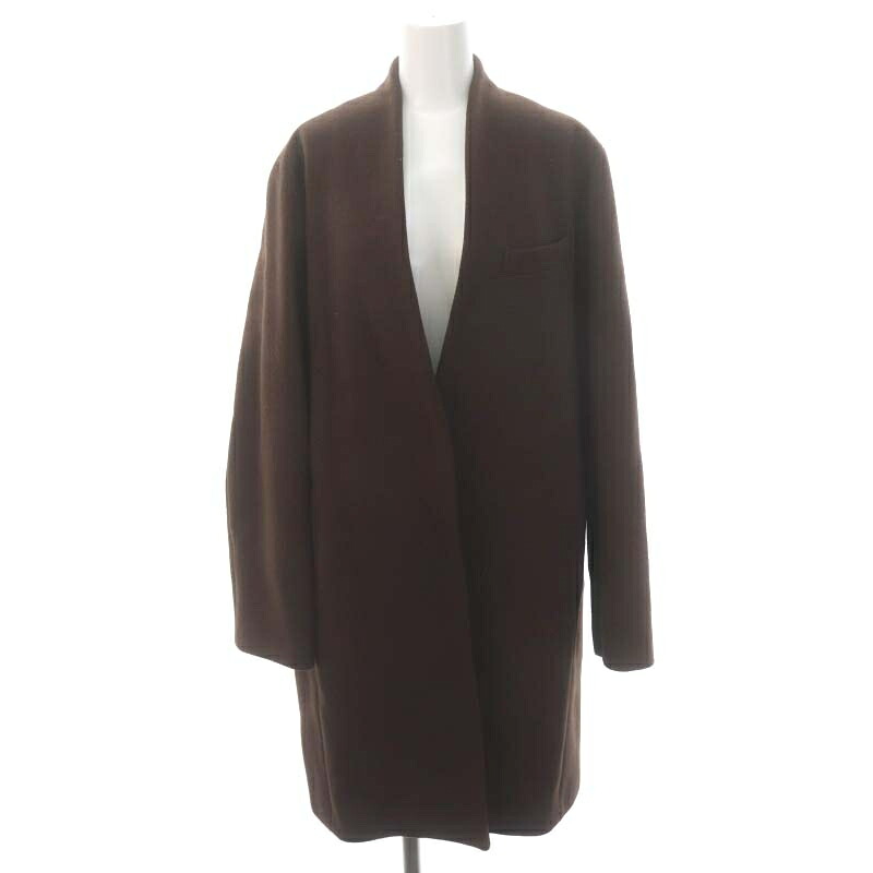 【中古】アパルトモン ドゥーズィエムクラス L\u0027Appartement DEUXIEME CLASSE 21AW No collar chester COAT 否ハラ チェスターコート 絨毛 アウター ロング カシミール混 38 まっ黒い赤銅色 /HS ■os レディース 【ベクター 古着】 240422 コート・ジャケット-レディースファッション