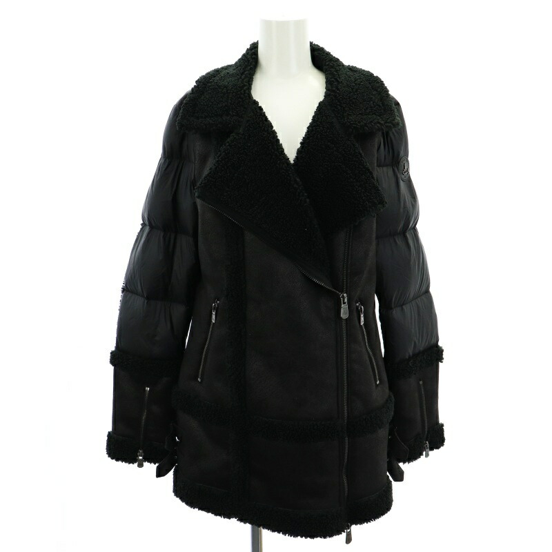 【中古】ジョット JOTT NIL MID LENGTH COAT ダウンコート 切替 ボア ジップアップ 黒 ブラック /MI ■OS レディース 【ベクトル 古着】 240624