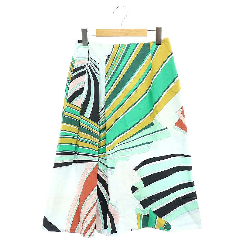 【中古】エミリオプッチ EMILIO PUCCI プッチ柄コットンスカート ロング ミモレ丈 フレア I38 マルチカラー /MI ■OS レディース 【ベクトル 古着】 240729