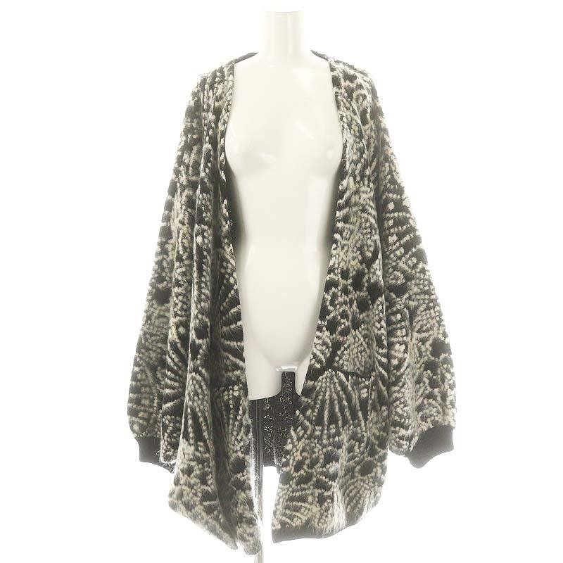 【中古】サンローラン パリ SAINT LAURENT PARIS 602861 モヘヤ 総柄 ドルマンカーディガン ニット ウール M 黒 白 /MI ■OS レディース 【ベクトル 古着】 250310