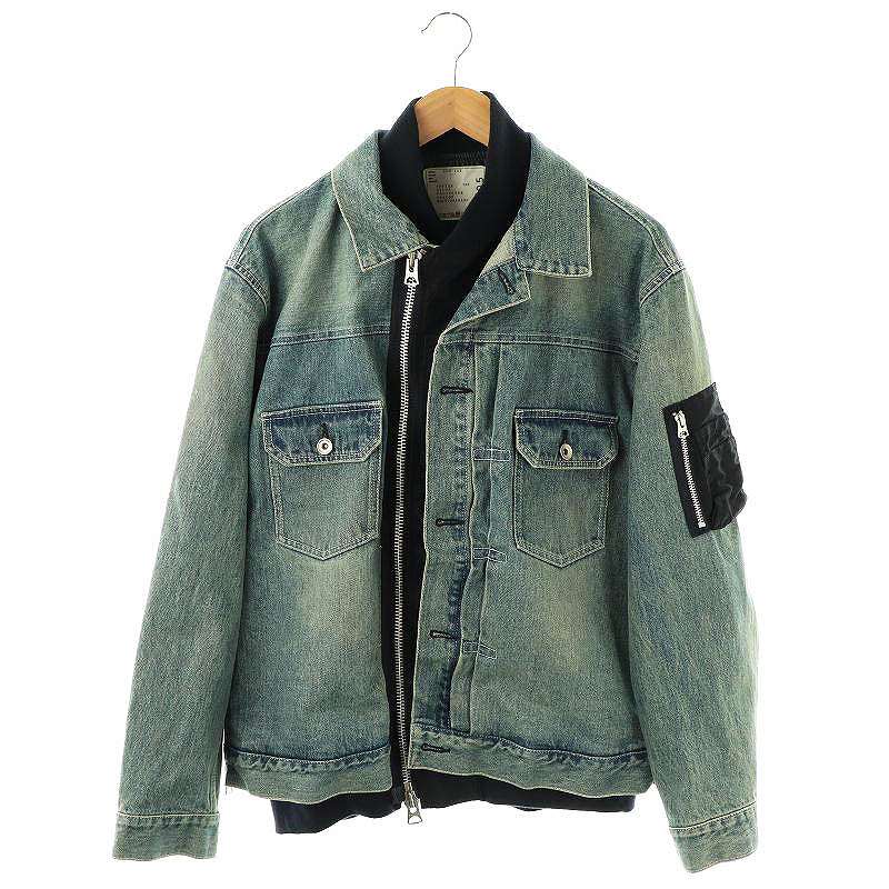 【中古】サカイ sacai Denim × Nylon Twill Jacket ドッキング デニム ジャケット 2 青 紺 /MI ■OS ■SH メンズ 【ベクトル 古着】 250408