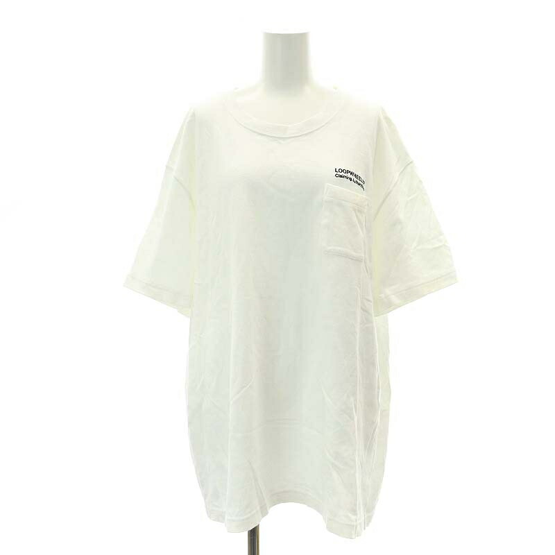 LOOPWHEELER ループウィラー 白Tシャツ トリコロール　M 日本製 LOOPWHEELER tシャツ for LOWERCASE ツリテンジク スウェット型