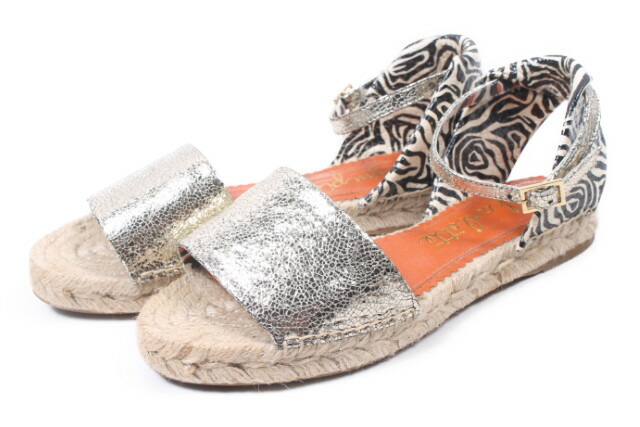 【中古】シャーロットオリンピア Charlotte Olympia サンダル エスパドリーユ ジュート ゼブラ 36 23 シルバー /kf0524 ■PN レディース 【ベクトル 古着】 250421画像