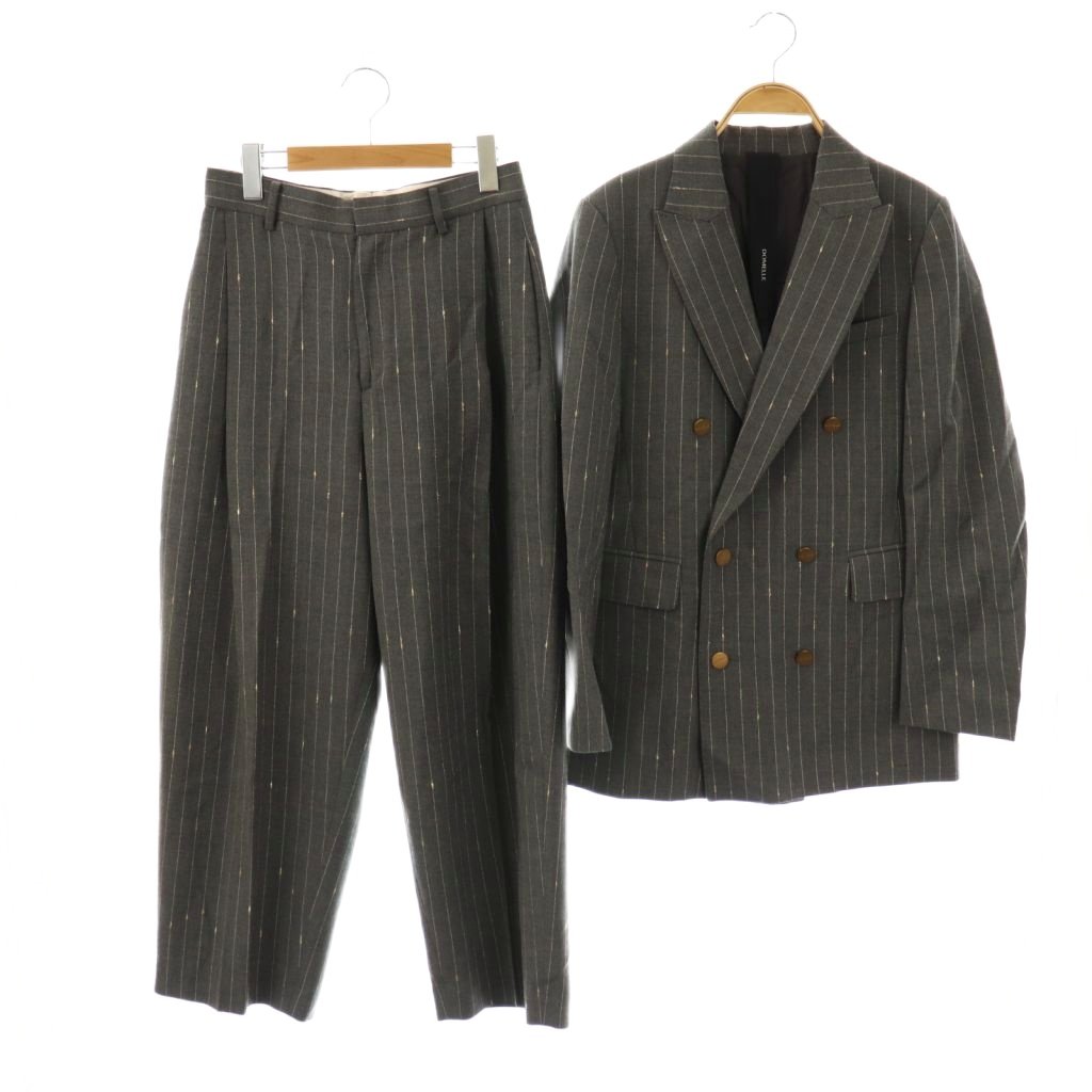 【中古】ドメル DOMELLE ラメ ストライプ ジャケット×ラメ ストライプ パンツ セットアップ 1 2 グレー /DF ■OS レディース 【ベクトル 古着】 251015