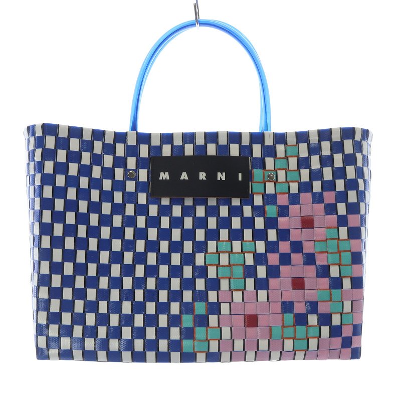 今夏大活躍‼️早い者勝ち‼️MARNI ブルーホワイト 編み込みトートバッグ美品 brandparks_marni-0028-jqw01