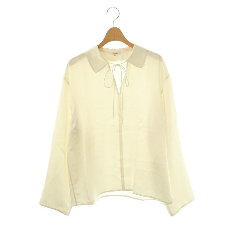 【美品】ブラミンク blamink 　コットンシルク　ストライプ コットンストライプレギュラーカラーシャツ | BLAMINK (Women
