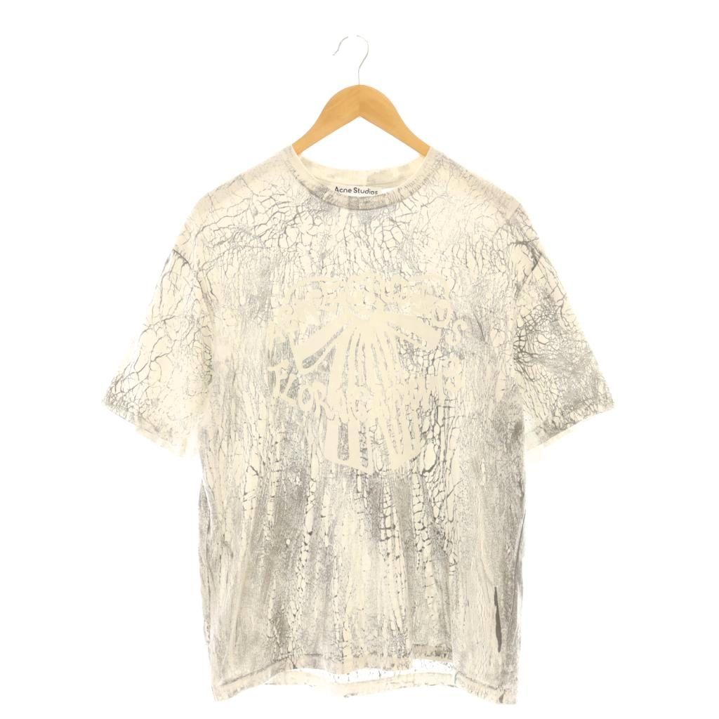 【中古】アクネ ストゥディオズ Acne Studios プラスタープリントTシャツ カットソー XS オフホワイト 白 グレー /DF ■OS レディース 【ベクトル 古着】 251022