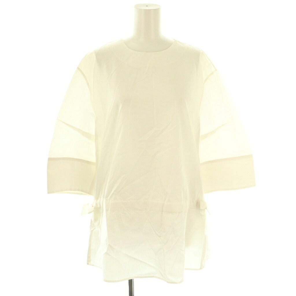 【中古】ジルサンダー JIL SANDER コットン バックオープン ウエストギャザー ハーフスリーブブラウス シャツ 36 ホワイト /CX ■OS レディース 【ベクトル 古着】 251110|ブランド古着の買取販売ベクトル