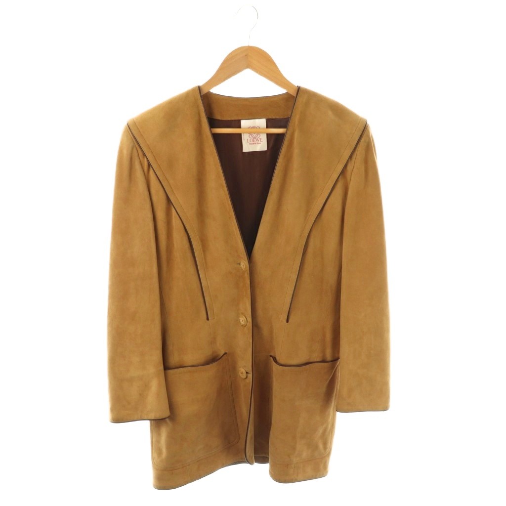 【中古】ロエベ LOEWE ノーカラースエードジャケット シングル キャメル /HK ■OS レディース 【ベクトル 古着】 251113｜ブランド古着の買取販売ベクトル