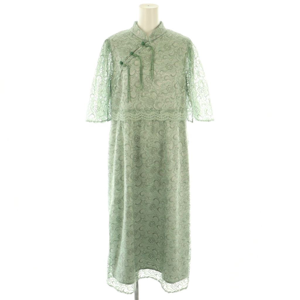 【中古】ヴィヴィアンタム VIVIENNE TAM 24SS FLOWER LACE DRESS ワンピース 40 グリーン 緑 フラワーレース チャイナカラー フロッグボタン /CX ■OS ■SH レディース 【ベクトル 古着】 251105