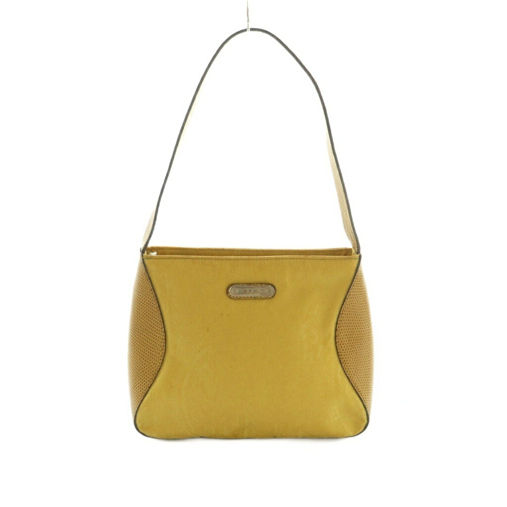 【中古】エトロ ETRO ハンドバッグ ワンショルダー レザー ナイロン ペイズリー柄 マスタード イエロー 黄色 /MI ■OS レディース 【ベクトル 古着】 251111
